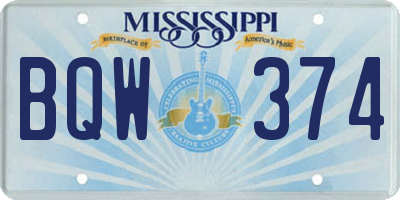 MS license plate BQW374