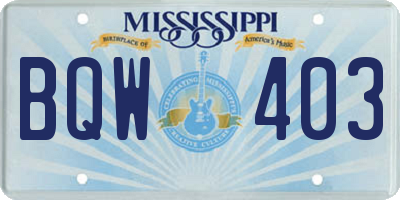 MS license plate BQW403