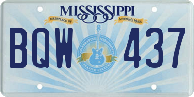 MS license plate BQW437