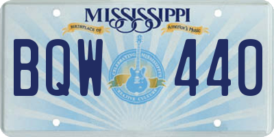 MS license plate BQW440