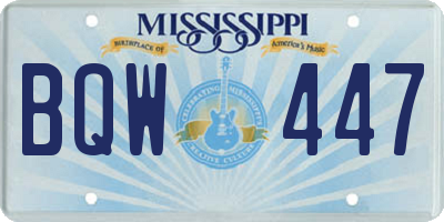 MS license plate BQW447