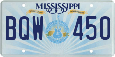 MS license plate BQW450