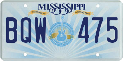 MS license plate BQW475