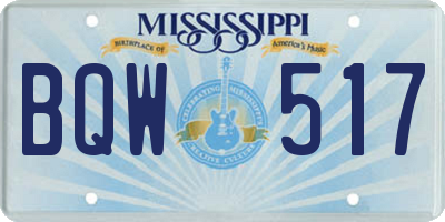 MS license plate BQW517
