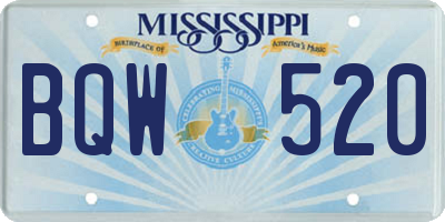MS license plate BQW520