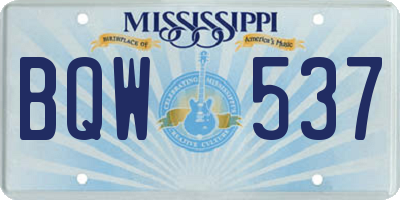 MS license plate BQW537