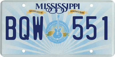 MS license plate BQW551
