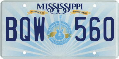 MS license plate BQW560
