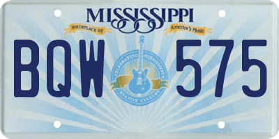 MS license plate BQW575