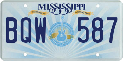 MS license plate BQW587