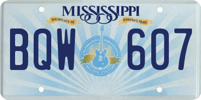 MS license plate BQW607