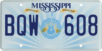 MS license plate BQW608