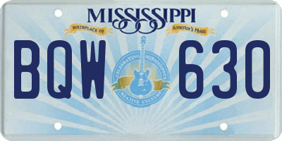 MS license plate BQW630