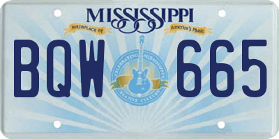 MS license plate BQW665