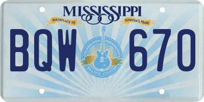 MS license plate BQW670