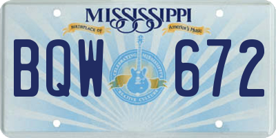 MS license plate BQW672
