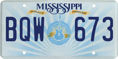 MS license plate BQW673