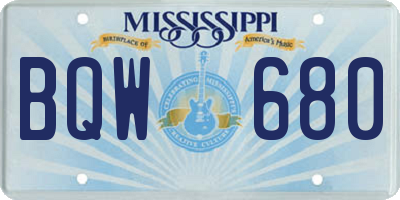 MS license plate BQW680