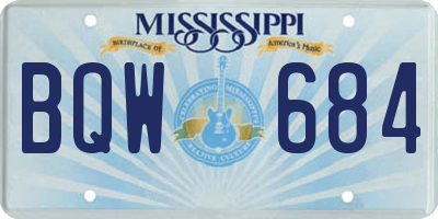 MS license plate BQW684
