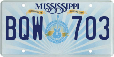 MS license plate BQW703