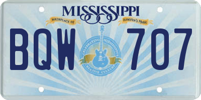 MS license plate BQW707