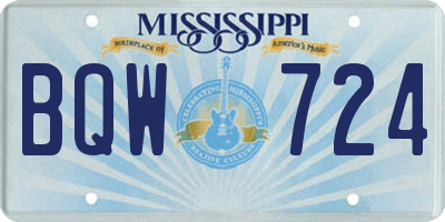 MS license plate BQW724