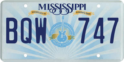 MS license plate BQW747
