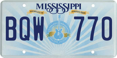 MS license plate BQW770