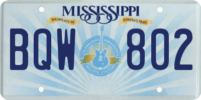 MS license plate BQW802