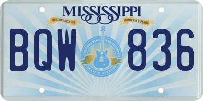 MS license plate BQW836
