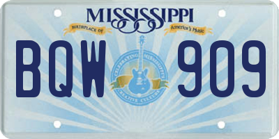 MS license plate BQW909