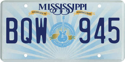 MS license plate BQW945