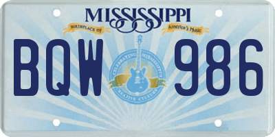MS license plate BQW986