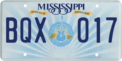 MS license plate BQX017