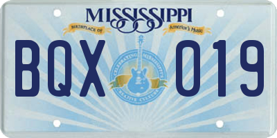 MS license plate BQX019