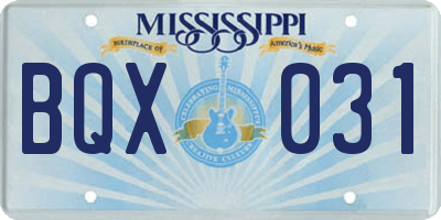 MS license plate BQX031