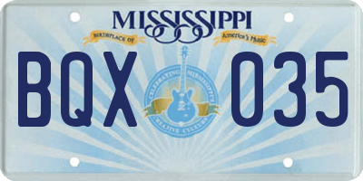 MS license plate BQX035