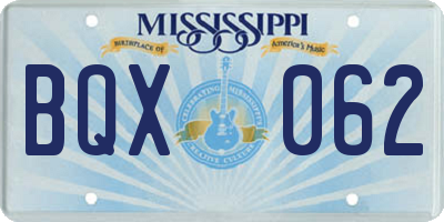 MS license plate BQX062