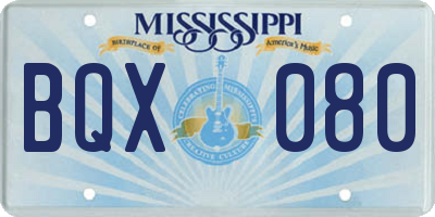 MS license plate BQX080