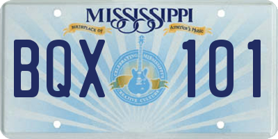 MS license plate BQX101
