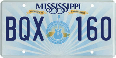 MS license plate BQX160