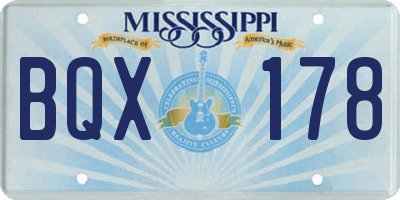 MS license plate BQX178