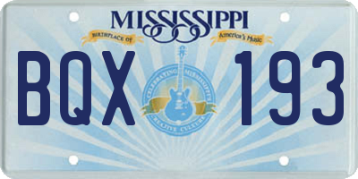 MS license plate BQX193