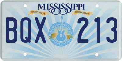 MS license plate BQX213