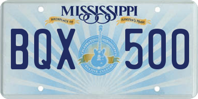 MS license plate BQX500