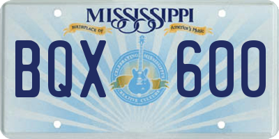 MS license plate BQX600