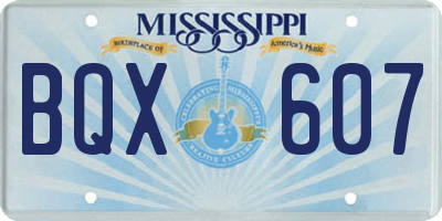 MS license plate BQX607