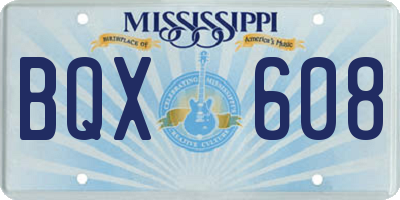 MS license plate BQX608