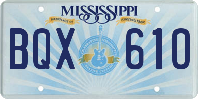 MS license plate BQX610