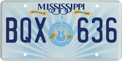 MS license plate BQX636